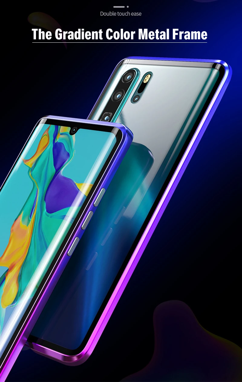 Для huawei mate 20 Pro Магнитный чехол передний+ задний двухсторонний чехол из закаленного стекла для huawei P30 Pro градиентный металлический бампер чехол