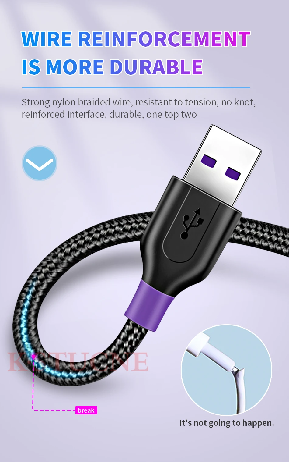 USB Type C Cable For Huawei Mate 20 P30 P20 P10 Pro Lite Honor 5A 40W USBC Fast Charging Charger USB-C Type-C Cable Wire Cord