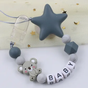 

The New Baby Pacifier Clips Mouse Head Pacifier Holder Chain Silicone Beads Baby Teething Chain Nursery Toy Shower Gifts AXA037
