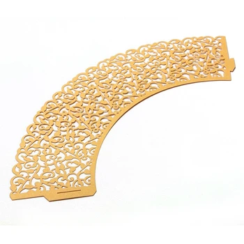 

New 12X Filigree Vine Cake Cupcake Wrappers Wraps Cases Wedding Birthday Decorations Gold