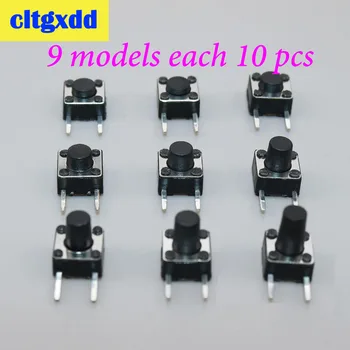 

cltgxdd 90pcs Button Touch Switch 6*6 keys button DIP 2pin Light touch Switch ON /OFF Touch Button , 9 models each 10 pcs