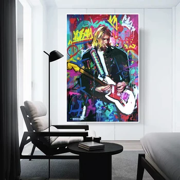 

Pop Street Graffiti Wall Art Canvas Paintings Abstract Man Rock Singer Art Canvas Prints Poster Pictures For Home Wall Decor