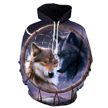 

Wolf 3D Hoodies Men Women Pullover Fashion Sweatshirts Male Tracksuits Casual Pullover Pocket Jackets Hooded Coat