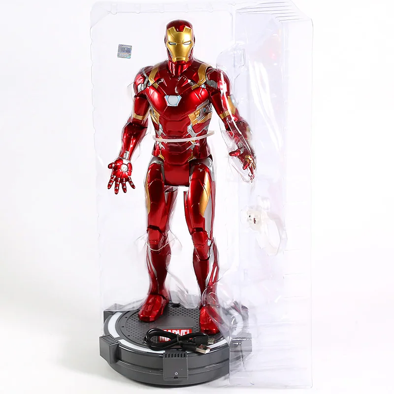 Marvel Капитан Америка Civil War Железный человек MARK 46 ПВХ фигурка Коллекционная модель игрушки с светильник