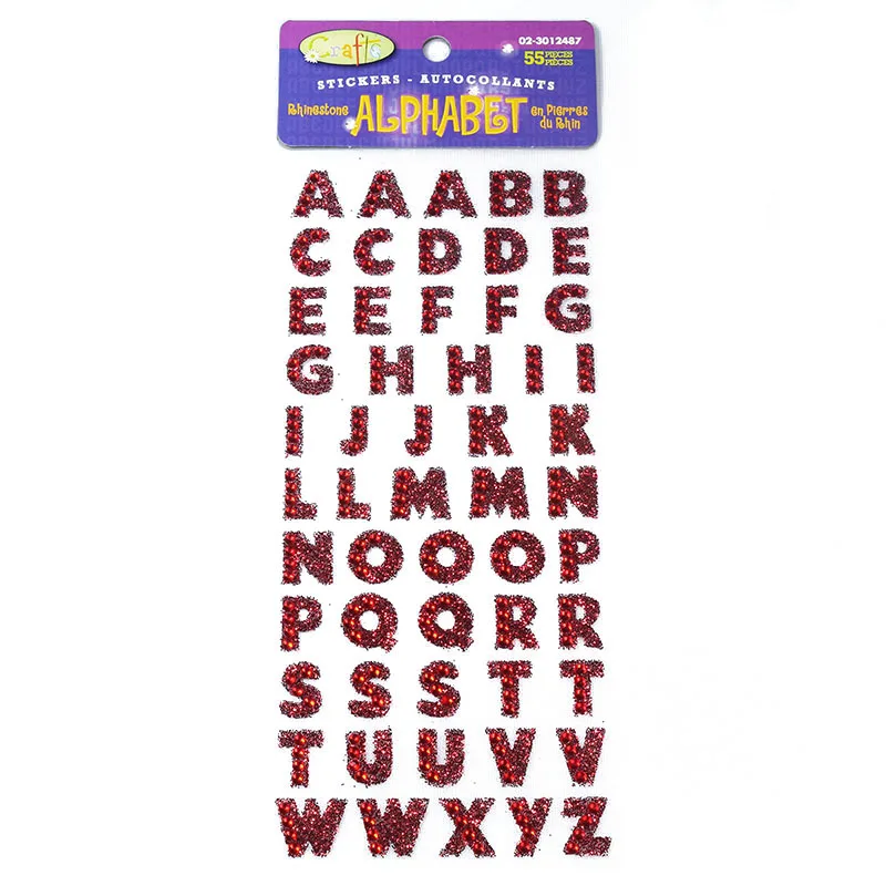 Red Alphabet 1 лист Блестящий алфавит, стразы самоклеющиеся Скрапбукинг стикер s ремесло аксессуары DIY PC Декор телефона стикер с номером - Цвет: Red Alphabet