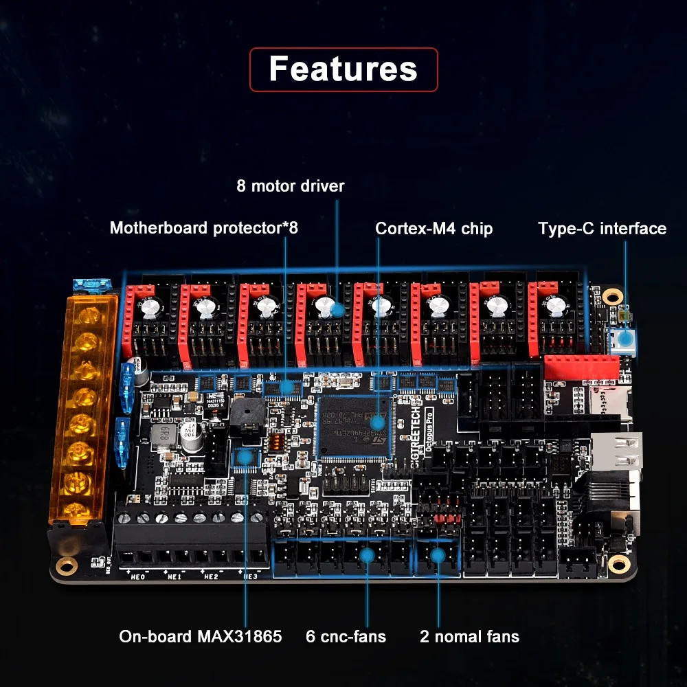 Bigtreetech Octopus Pro V1.0 3d Printer Motherboard 60v 8-axis Support Tmc5160 Pro Tmc2209 For Ender3 Voron 2.4 3d Control Board - Imagem 3