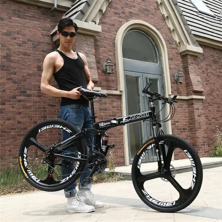 Folding Mountain Bike 26 inches 21 Speed Folding Bicycle Male / Female / Student Mountain Bike Brake Shockingproof Frame Brakes