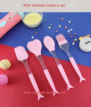 

4Pcs/set Heat Resistant Silicone Cooking Tools Baking Pastry Tool Spatula Utensil Spoon BBQ Oil Brush Cake Scraper Buttter Mixer