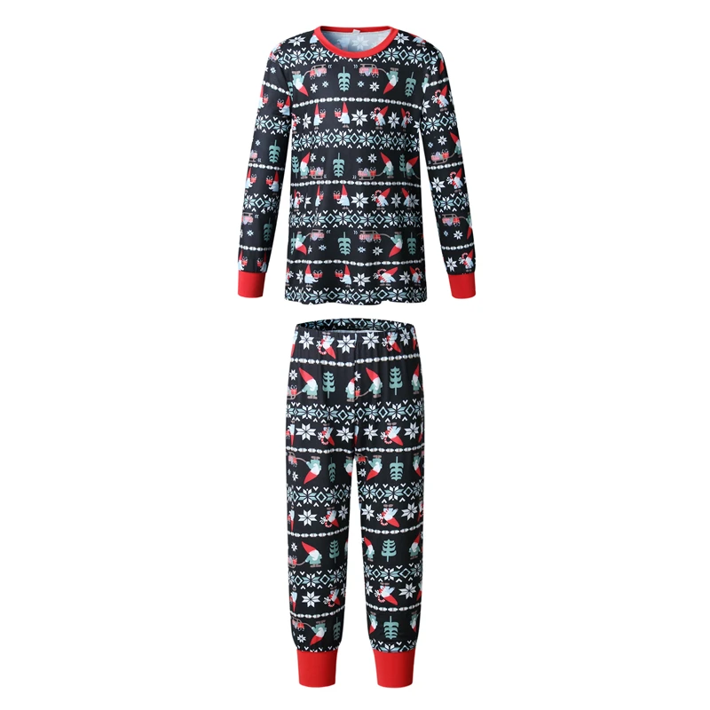 Christmas Pajamas Family Matching Clothes Family Look Mommy And Me Clothes Black Long Sleeve Printed Autumn Winter Homewear
