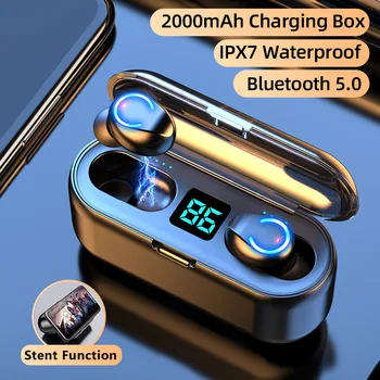

TWS Bluetooth Wireless Earphones HIFI Stereo Headphones LED Display Headsts Waterproof Sports Earbuds With 2000mAh Charging Case