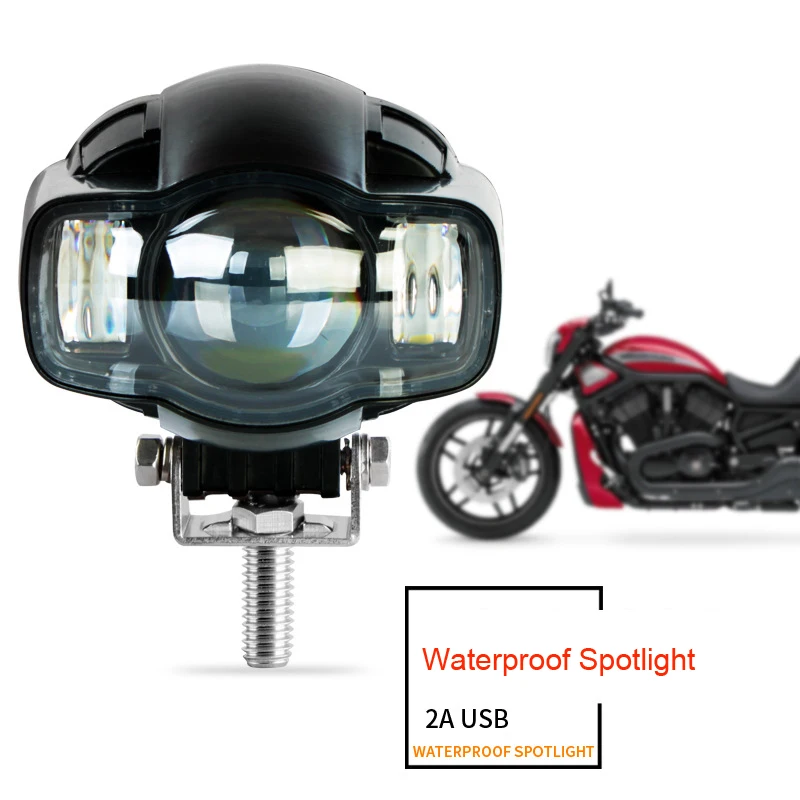

Motorcycle Fog Lamp Assembly LED headlights off-road waterproof external spotlights super bright lights With Phone USB charging