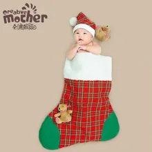 Реквизит для фотосъемки новорожденных детей; Рождественский Санта-Клаус; X'mas шляпа+ спальный мешок; плюшевый костюм; комбинезон для студийной фотосъемки