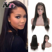 NY Hair 13*4 парики из натуральных волос на фронте шнурка индийские прямые предварительно сорванные Детские волосы 8-28 дюймов не Реми волосы на фронте al парики