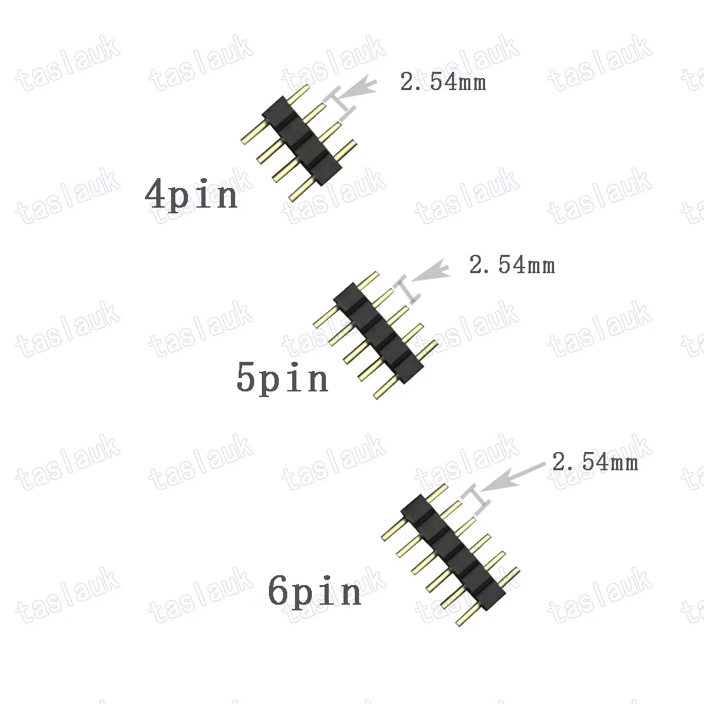 Adaptador de conector macho de inserción dupla para luz de tira, 12 unidades, 4 pines, 5 pines, 6 pines, agulha rgb rgbw rgb + cct, para 5050, 3528, led