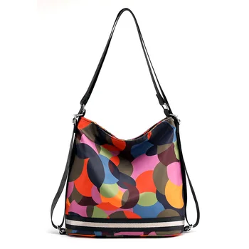 

Women's bag new fashion popular multi-function backpack light waterproof Oxford cloth shoulder bag printing bag female bag