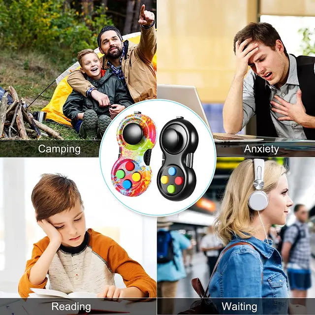 Coloful Desktop Flip Finger Fidget Pads Sensory Toy Pressure Relief Anti-Stress Handle Silicone Button Fingertip Game Toy 3