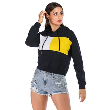 

Women's stitching loose long-sleeved friends goth hoodie oversized black cute Harajuku hoodie women clothing plus size