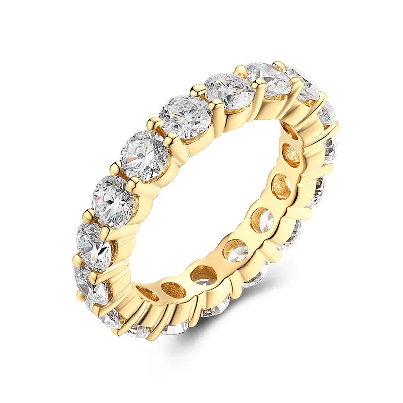 Mangopieluxury Una Fila Aaa Austriaco Cubic Zirconia Eternity Rings Fashion Gold Color Wedding Band