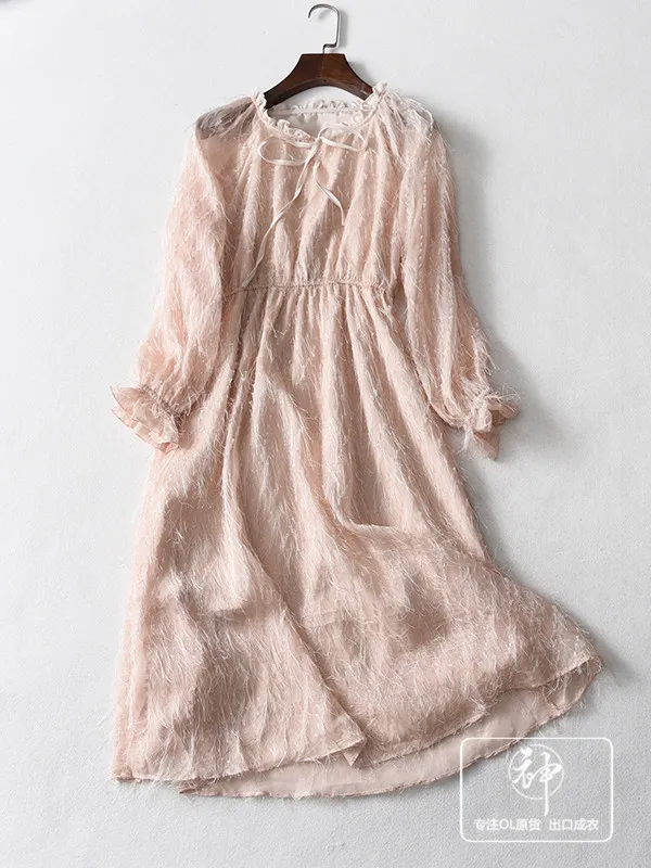 

A Generation of 2019 Spring New Style Fairy Skirt Tassels Slim Fit Elastic Waist Ladies' Chiffon Dress Entity