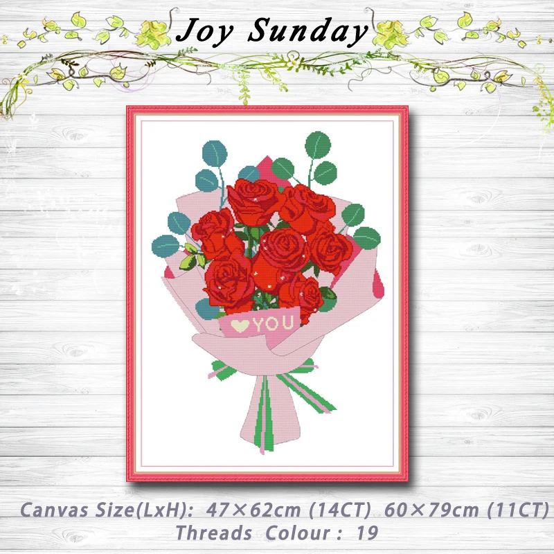 

Love rose flowers painting dmc 14CT 11CT counted cross stitch kits embroidery sets Needlework Sets Home decor