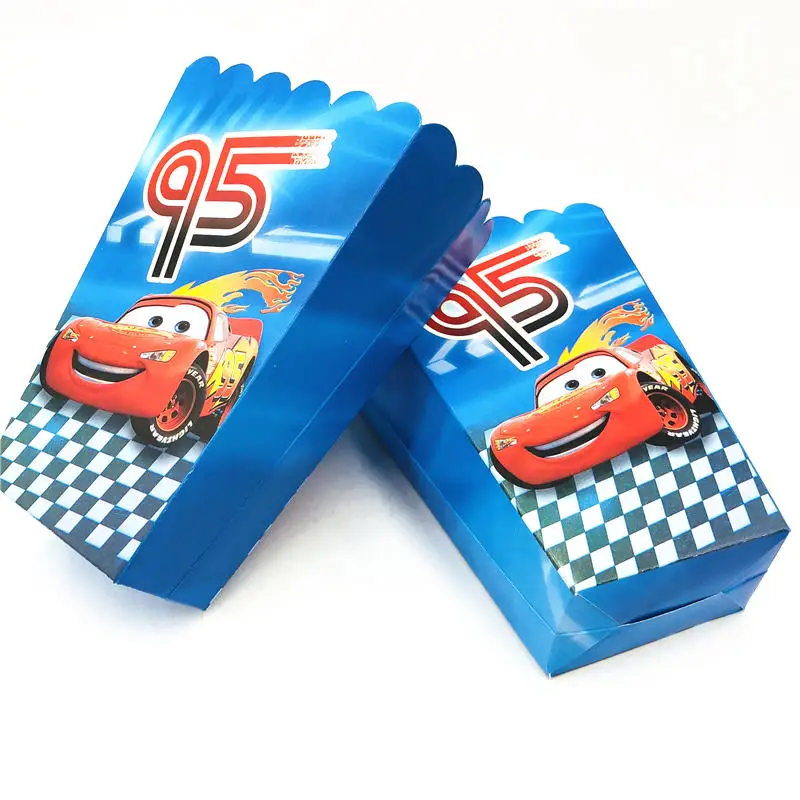 24 шт./компл. Lightning Mcqueen со вставленной картой продукция изображение декорирование тортов капкейк Палочки малыш День рождения украшения свадебные сувениры - Цвет: Popcorn box 6pcs