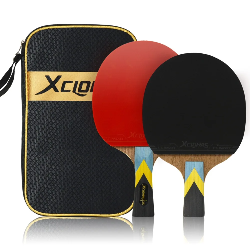 XC LOHAS Table Tennis Racket Set 6 Star Ping Pong Paddle  Professional Racket Ping Pong Racket with Carrying Case Premium Rubber (12)
