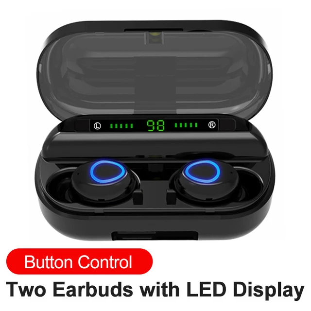 Button LED display TWS Bluetooth 5,0 наушники 8D стерео беспроводные наушники спортивные водонепроницаемые Handsfree, гарнитура мини наушники с микрофоном+ power Bank - Цвет: Button LED display