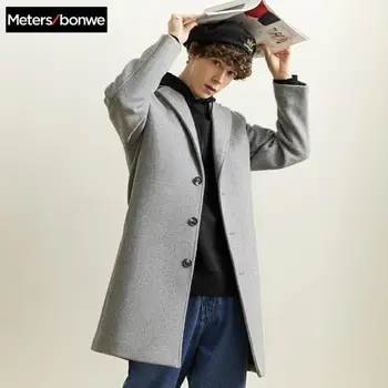 

Metersbonwe Winter Woolen Jacket Men's High-quality Wool Coat Casual Slim Vintage Business wool coat Men's Trench Coat 239433