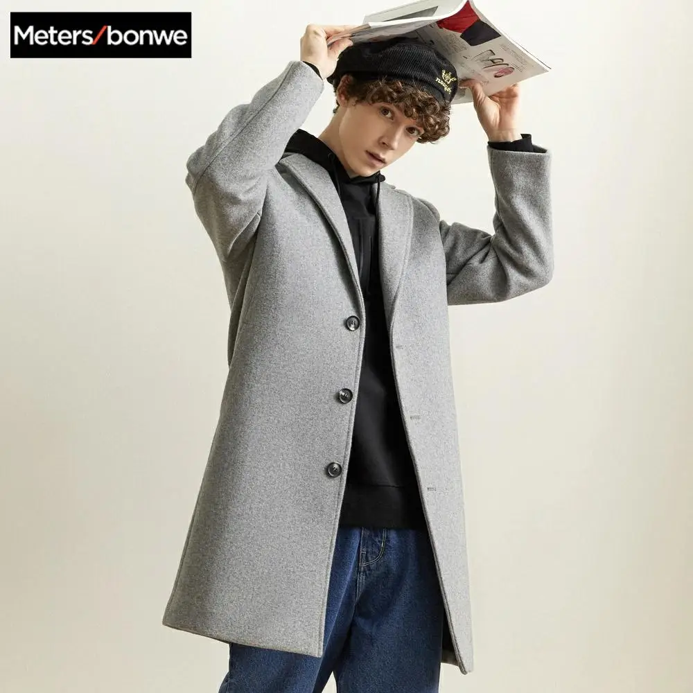 Metersbonwe Winter Woolen Jacket Men's High-quality Wool Coat Casual Slim Vintage Business wool coat Men's Trench Coat 239433 Metersbonwe Winter Woolen Jacket Men's High-quality Wool Coat Casual Slim Vintage Business wool coat Men's Trench Coat 239433