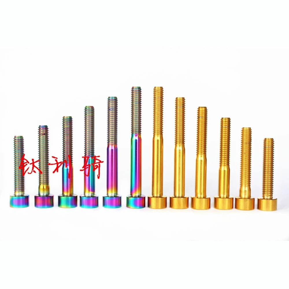 M6x15mm Ti/Golden/Rainbow GR5 болты с конусной головкой из титанового сплава для