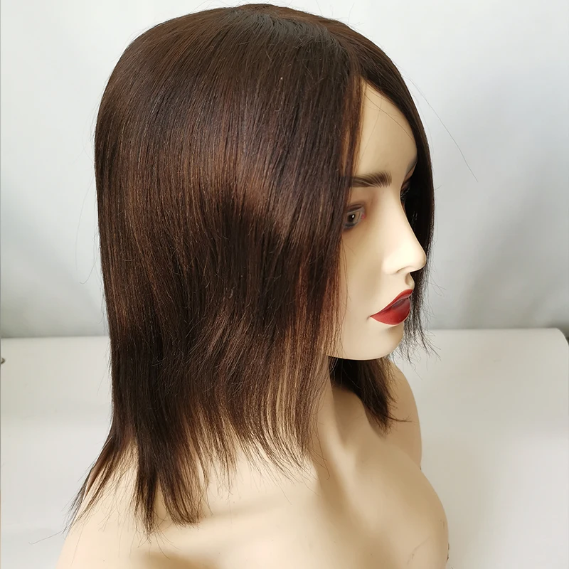 DreamDiana Brazilian Hair Wigs Remy Silky Straight Hair Wig Natural #2 100% Human Bob Wig 150 Density Full Machine Made
