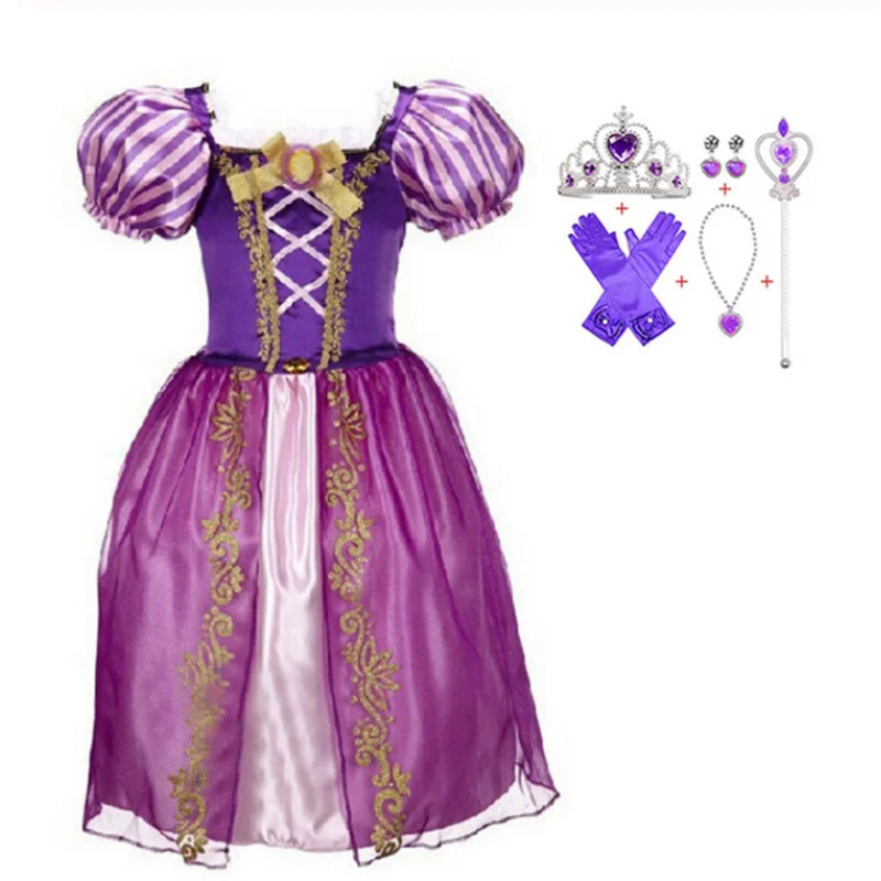 Rapunzel Set Платье Эльзы 2; карнавальный костюм; Детские платья для девочек; платье Золушки; Vestidos; платья Белоснежки; платья принцессы Рапунцель, Авроры, Анны - Цвет: Rapunzel Set