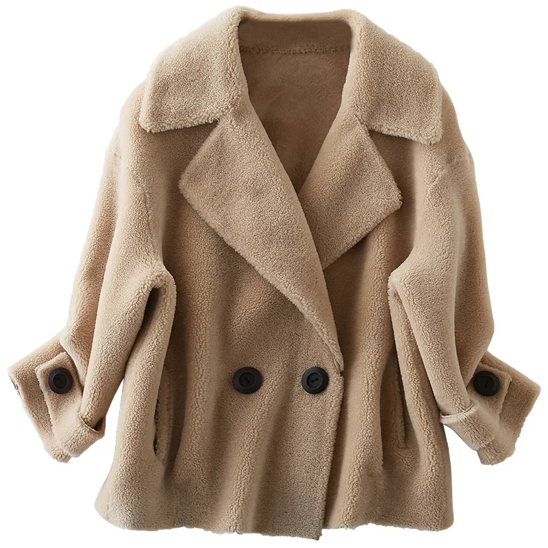 

Autumn Winter Coat Women Clothes 2020 100% Wool Jacket Real Fur Coat Korean Vintage Sheep Shearling Suede Lining Tops ZT3779