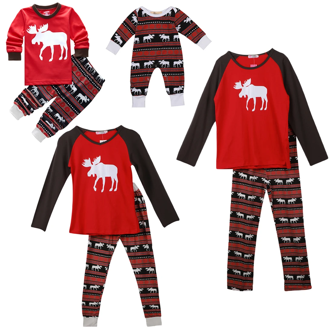 Рождественский пижамный комплект для всей семьи с изображением сказочной лося; одежда для сна для взрослых и детей; Ночная одежда; pjs; праздничная одежда для фотосъемки