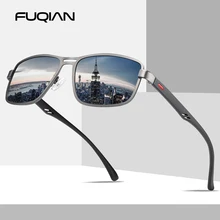 FUQIAN роскошные квадратные поляризованные мужские солнцезащитные очки ретро прямоугольные металлические мужские солнцезащитные очки модные очки для вождения UV400