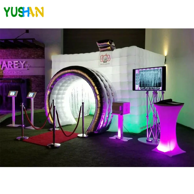 New Style Camera Shape Inflatable Photo Booth Inflatable Tent Wedding Booth Inside with LED lights for Wedding Advertising Party