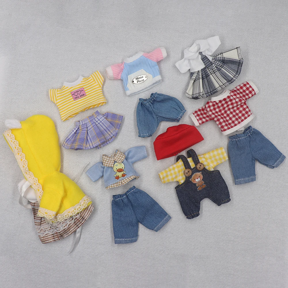 Cute Plush Clothes For 16cm dolls 1/8 Mini Doll House Accessories Scarf 15 cm Diy Dressing Dress School Uniform T-shirt Robe Doll Accessories Doll Clothes Doll Clothes Accessories Plush Doll Accessories