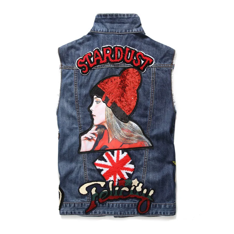 

Summer Fashion 2020 Mens Vest Vintage Embroidery Slim Fit Sleeveless Mans Waistcoat Casual Single Breasted Jean Colete Masculino