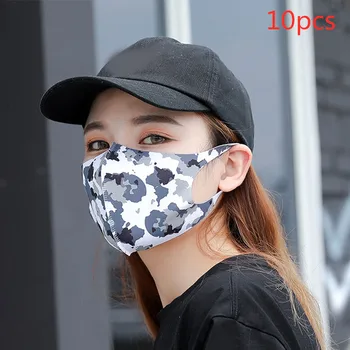 

10Pcs Washable Reusable Windproof Mouth Face Masks Camouflage Sponge Face Mask Daisy Strawberry Print Unisex Masks Drop Shipping