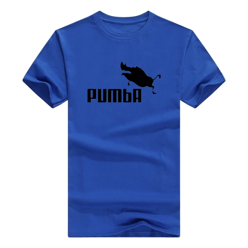 Модная мужская футболка из хлопка, летняя футболка для мальчиков, футболка для катания на коньках, топы, workou, футболка с коротким рукавом и буквенным принтом pumba - Цвет: D-blue