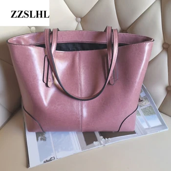 

ZZSLHL Women's Cow Leather Handbags 2019 Large Tote Bags Genuine Leather Handbags Fashion Shoulder Bags bolsa feminina A1719