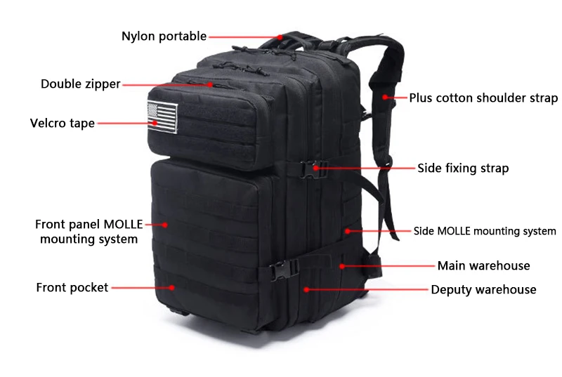 45л большой емкости мужские армейские тактические рюкзаки военные штурмовые сумки уличные 3P пакет для треккинга кемпинга охоты открытый мешок