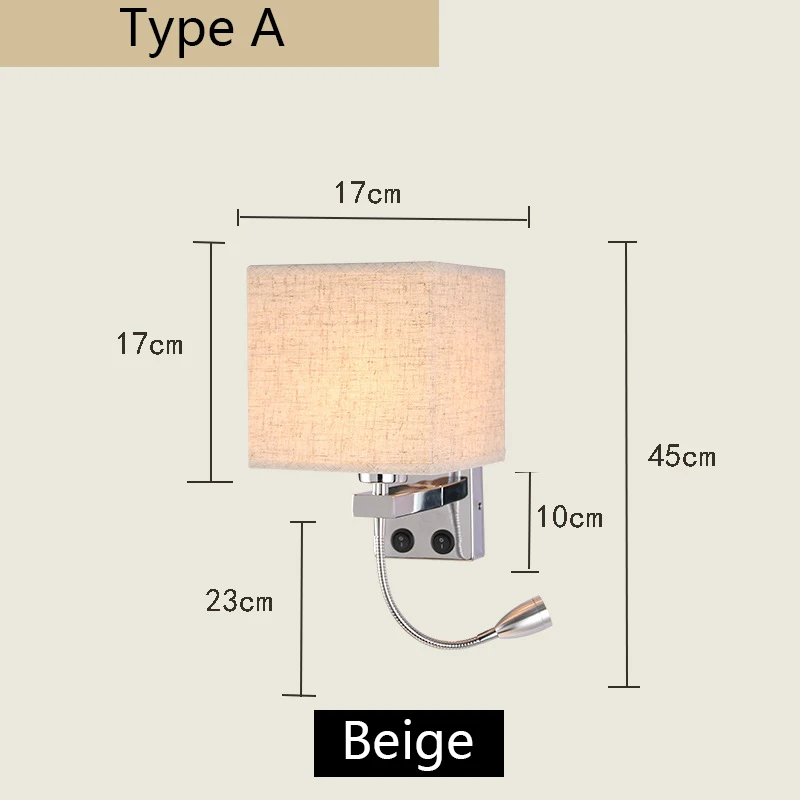 Modern Indoor LED Wall Lamp Creative Bedroom Bedside Sconce With Switch USB Interface Hotel Cloth Wall Lamp Bra wall lights indoor Wall Lamps