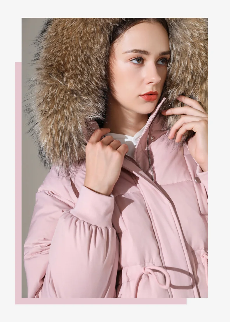 Schinteon/новая зимняя теплая куртка с большим натуральным мехом енота, капюшон, толстая длинная верхняя одежда, свободная Повседневная ветровка, пальто более размера