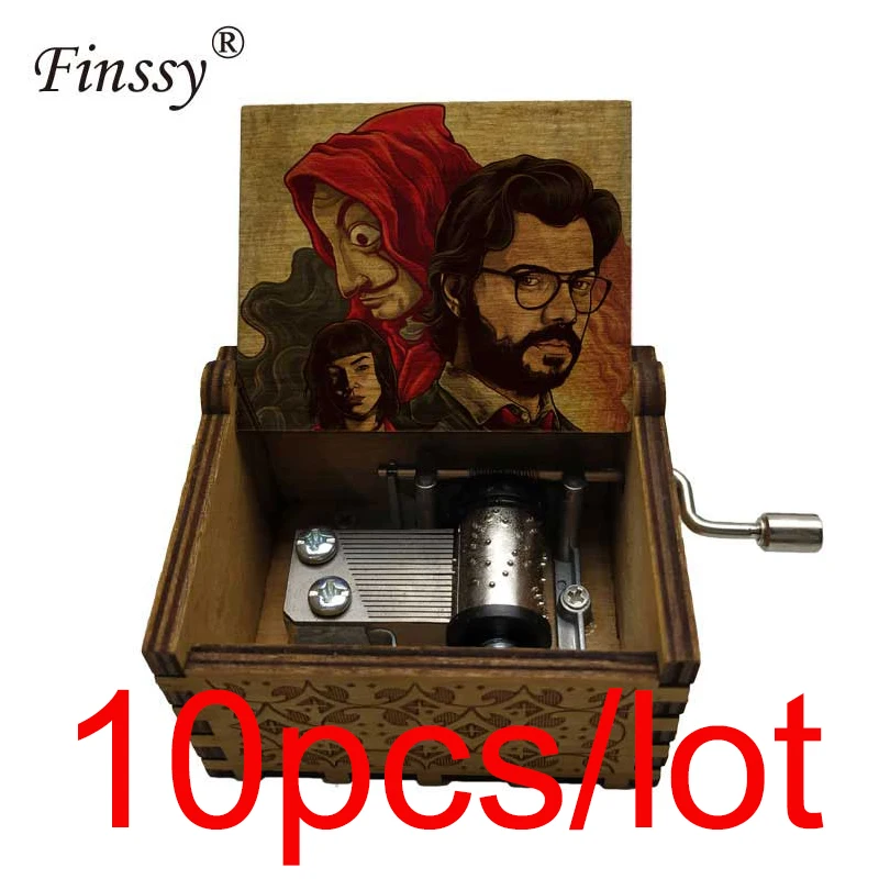 10 шт. испанский телевизор la casa de papel Money heist bella ciao деревянная музыкальная шкатулка Caja музыкальные деревянные коробки подарок на день рождения украшение дома - Цвет: Music-60
