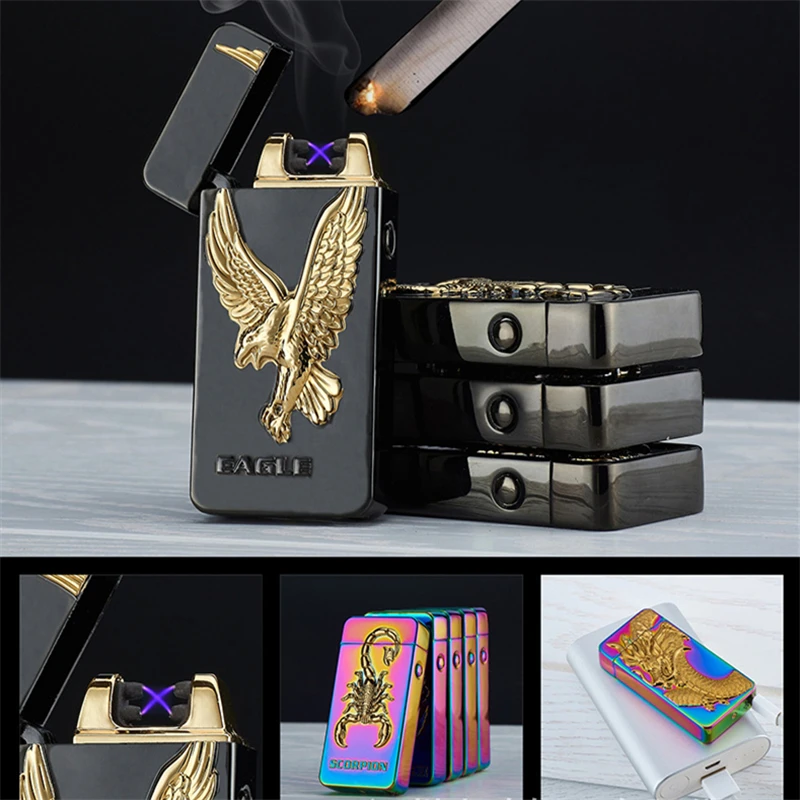New Electronic Usb Charging Double Arc Lighter Plasma Eletronic Pulse Lighters Dual ARC Lighters Gadgets for Men or Women