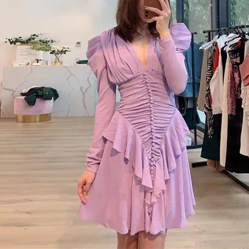 

Women Dress V-Neck Fashion Party Club Bodycon Clothes Long Sleeve Dresss Women 2020 New Autumn Vestidos