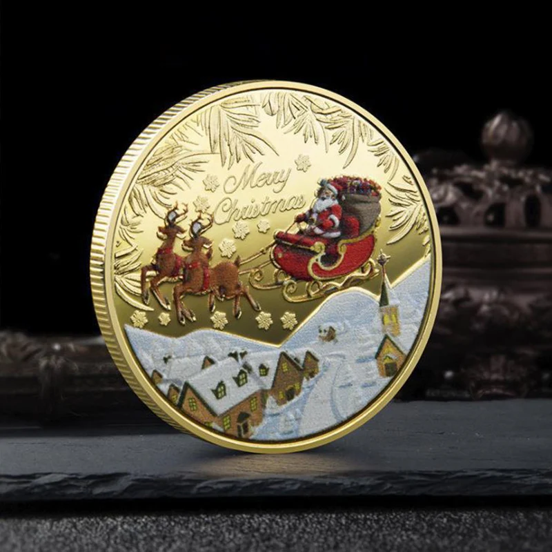 New 1pcs Creative Christmas Santa Claus Commemorative Coin Souvenir Collectible Art | Дом и сад