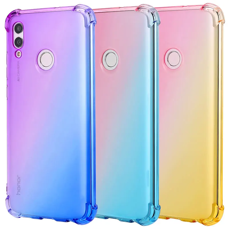 

Shock Absorption Color Gradual Change TPU Phone Case For Huawei Honor 10 Lite P Smart 2019 Dust Plug With Lanyard Hole