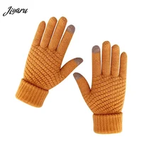 Новые женские и мужские перчатки, зимние теплые рукавицы с сенсорным экраном, утолщенные перчатки, вязаные перчатки на полный палец, теплые варежки для мобильного телефона